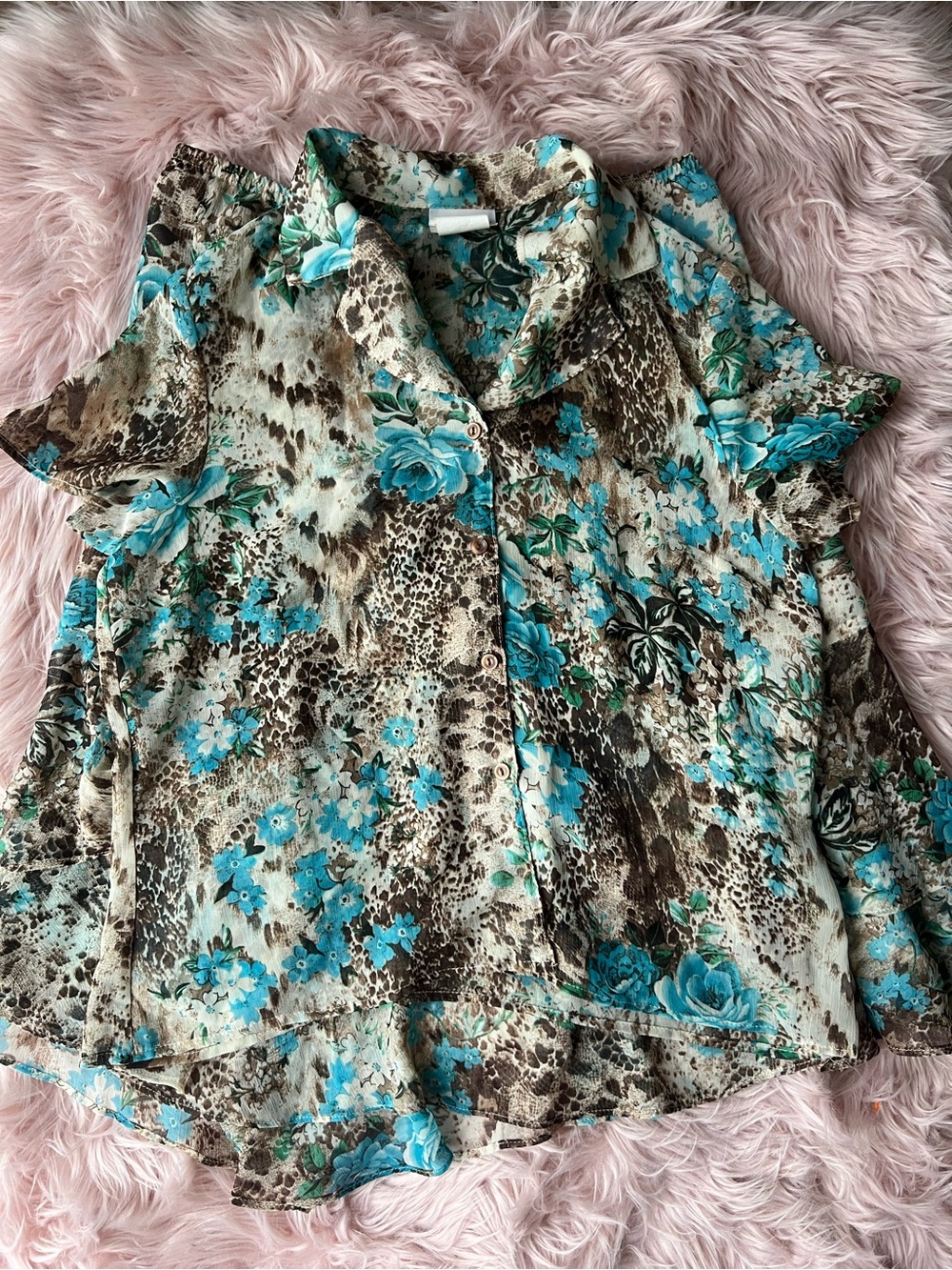 Vintage Made in Canada Vanity Fair Teal and Brown Floral Set